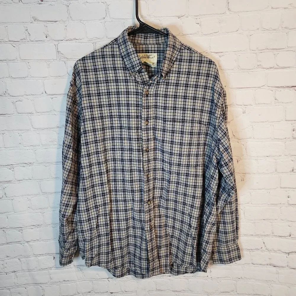 Men's Eddie Bauer Plaid Longsleeve Button-Up Shirt, Size Medium